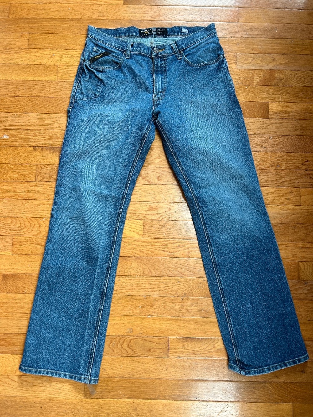 Ariat Rebar M4 Relaxed Boot Loop Lock Men's Blue Denim Jeans Size 34X34 Clean